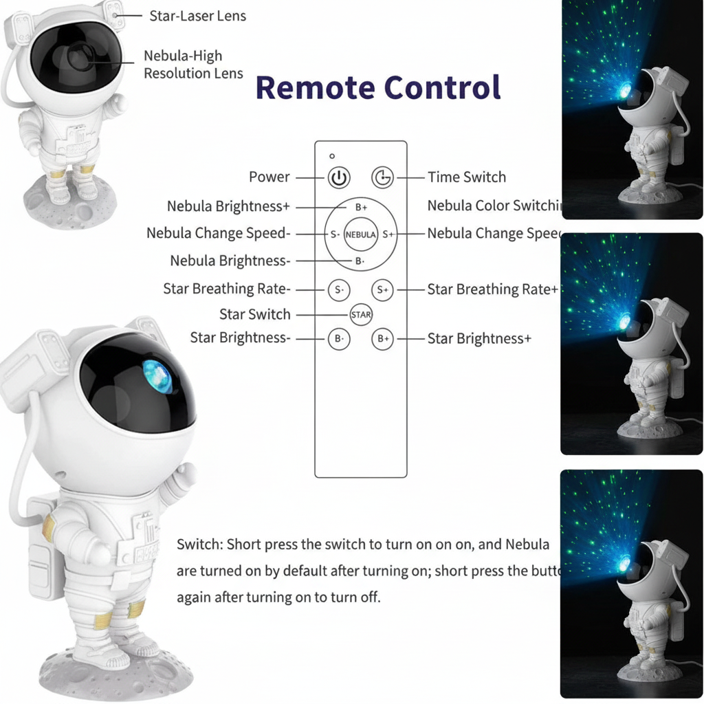 Astronaut Galaxy Projector - Starry Night Light for Bedroom