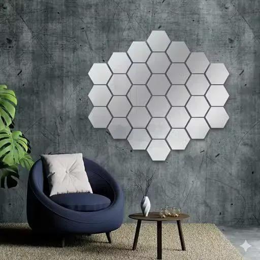 3D Hexagonal Mirror Wall Stickers - Self-Adhesive Acrylic Decor (12 Pieces)
