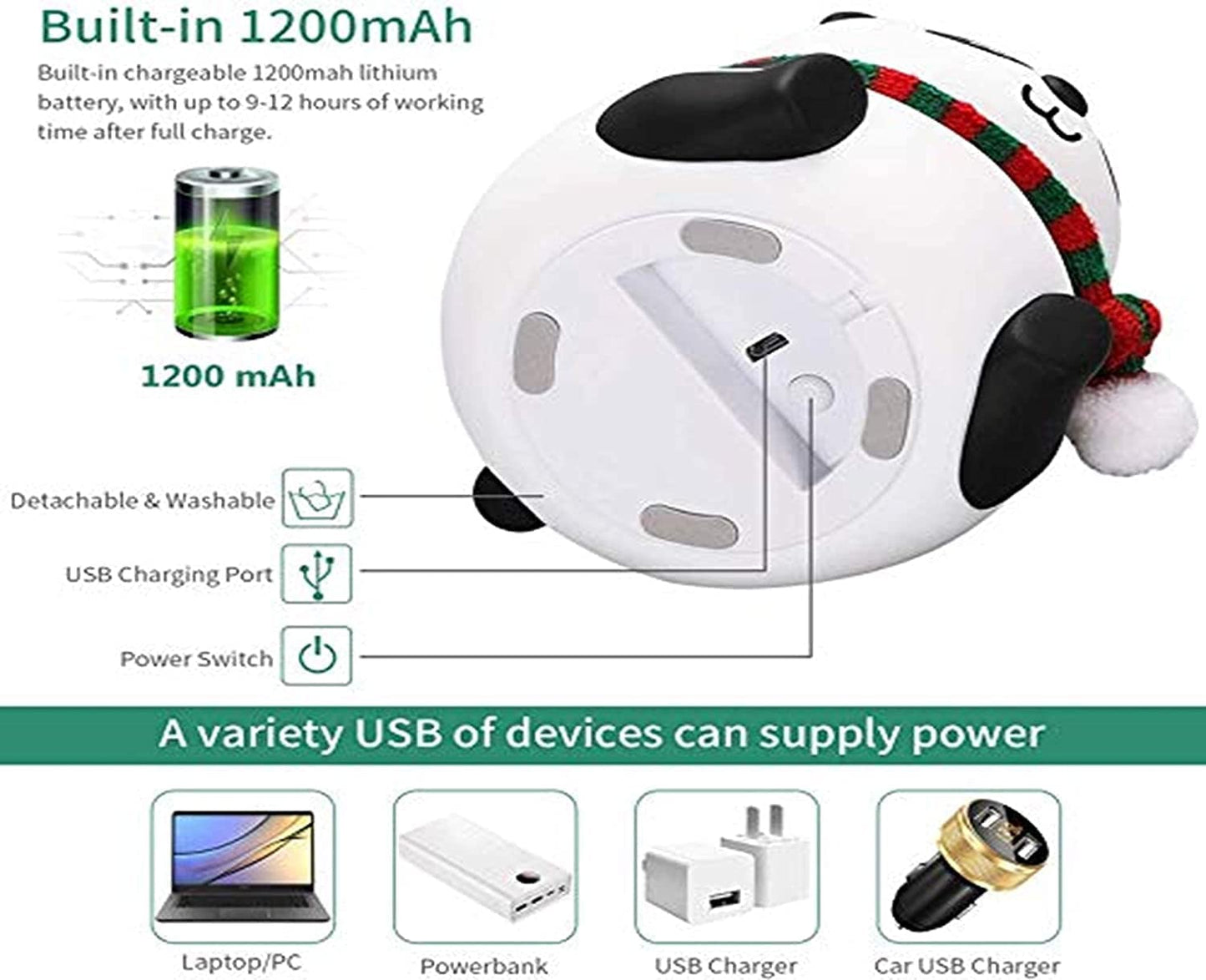 Panda LED Night Light - Rechargeable Color Changing Lamp for Kids